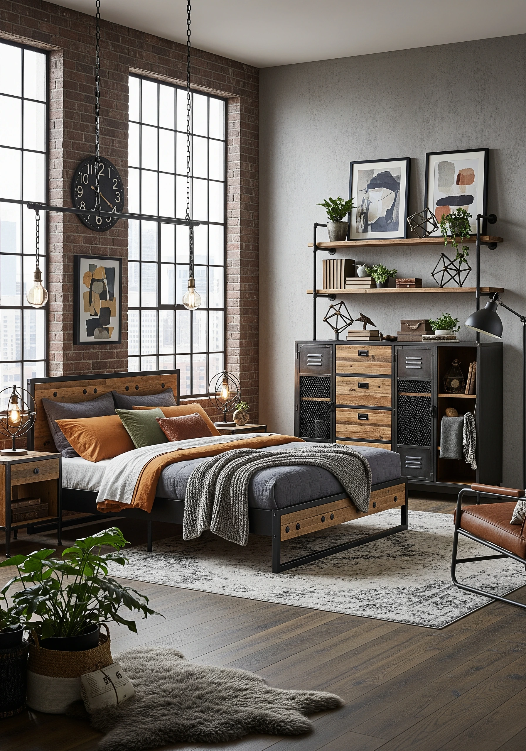 bedroom in industrial style - example 5
