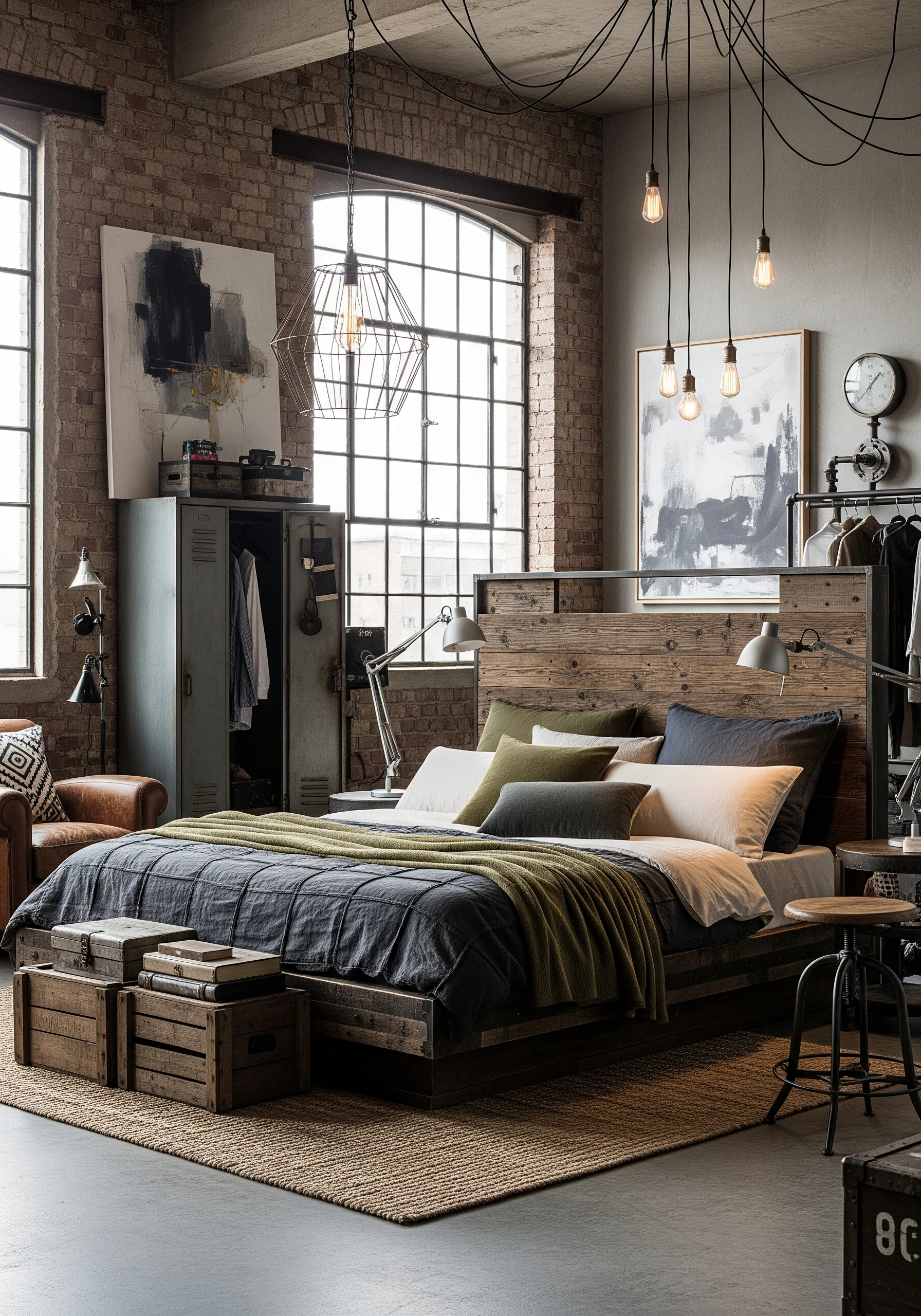bedroom in industrial style - example 6