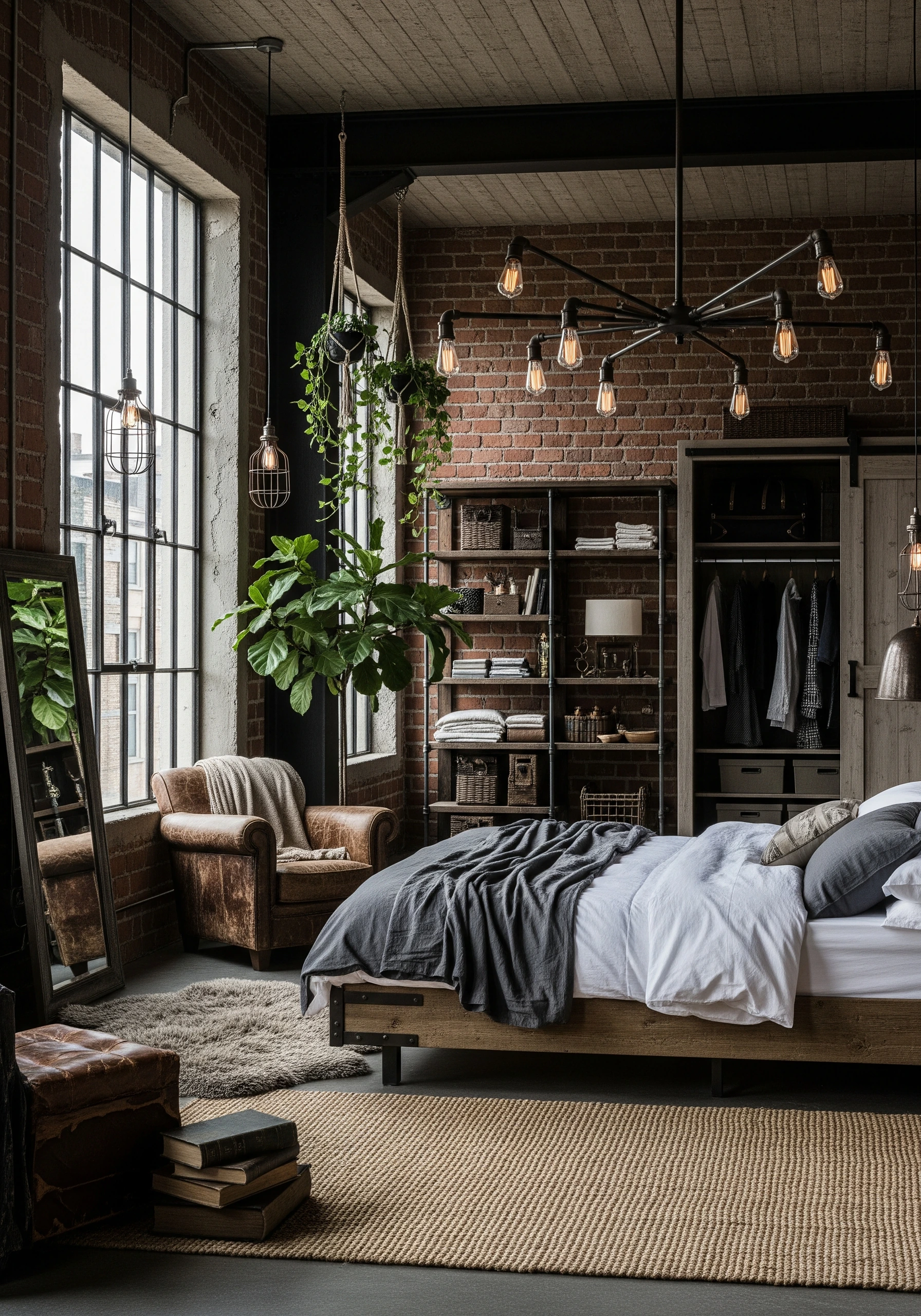 bedroom in industrial style - example 7