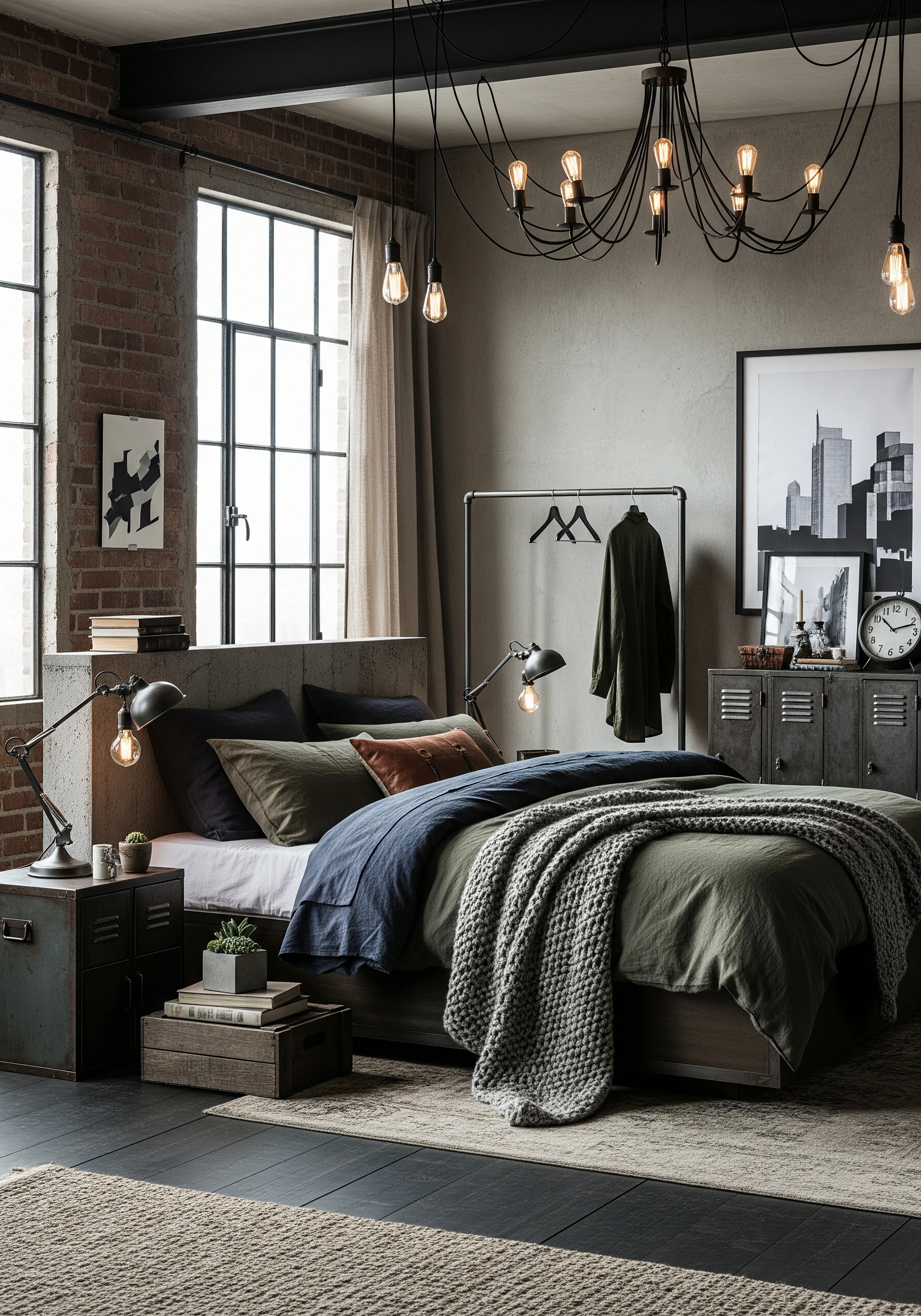 bedroom in industrial style - example 8