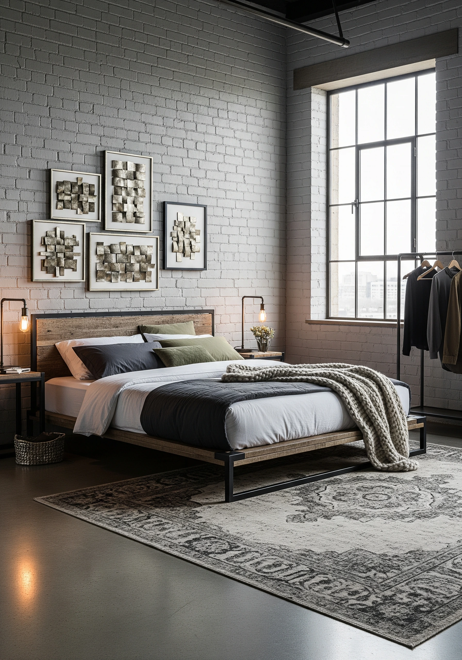 bedroom in industrial style - example 9