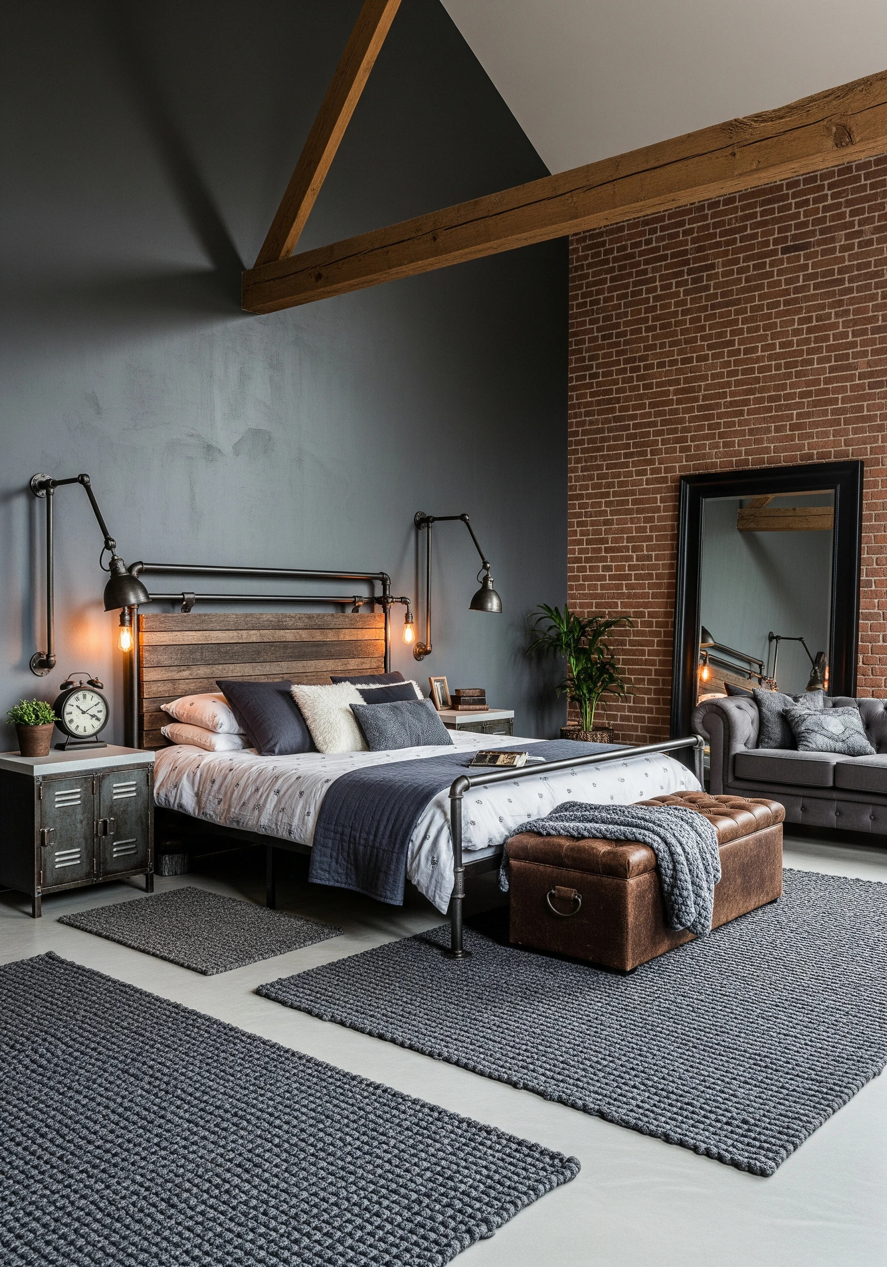 couple's bedroom in industrial style - example 4