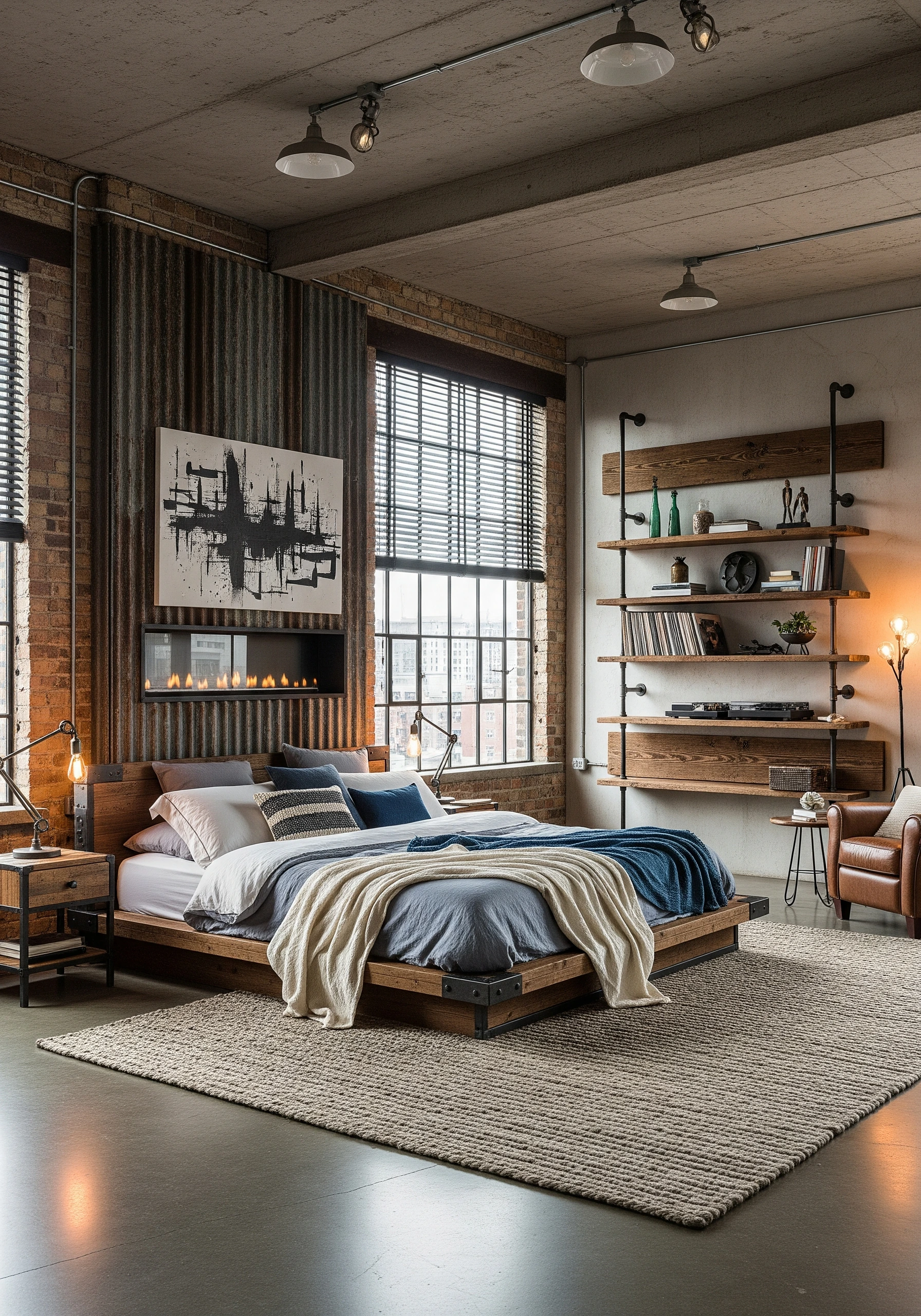 couple's bedroom in industrial style - example 5