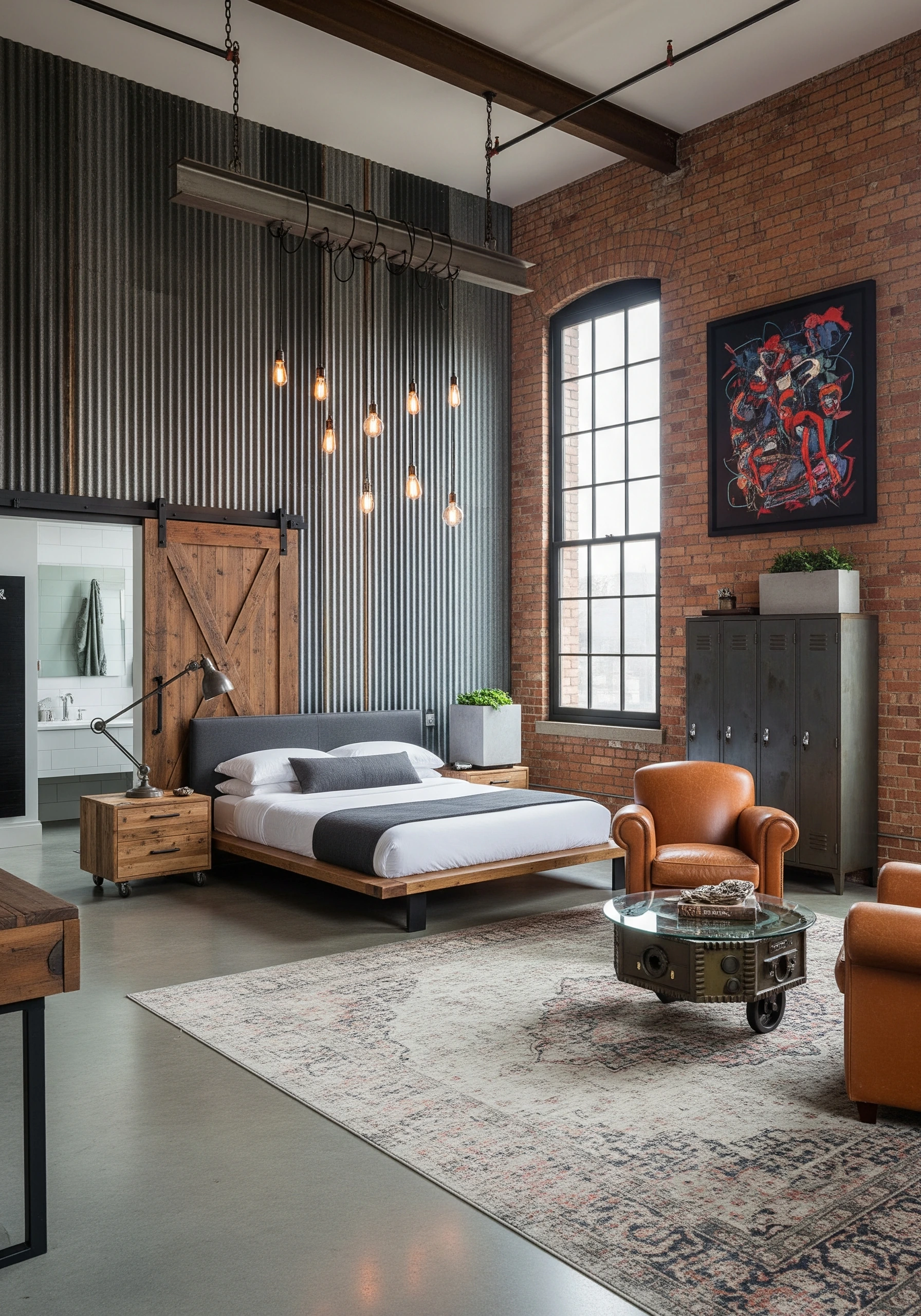 couple's bedroom in industrial style - example 6