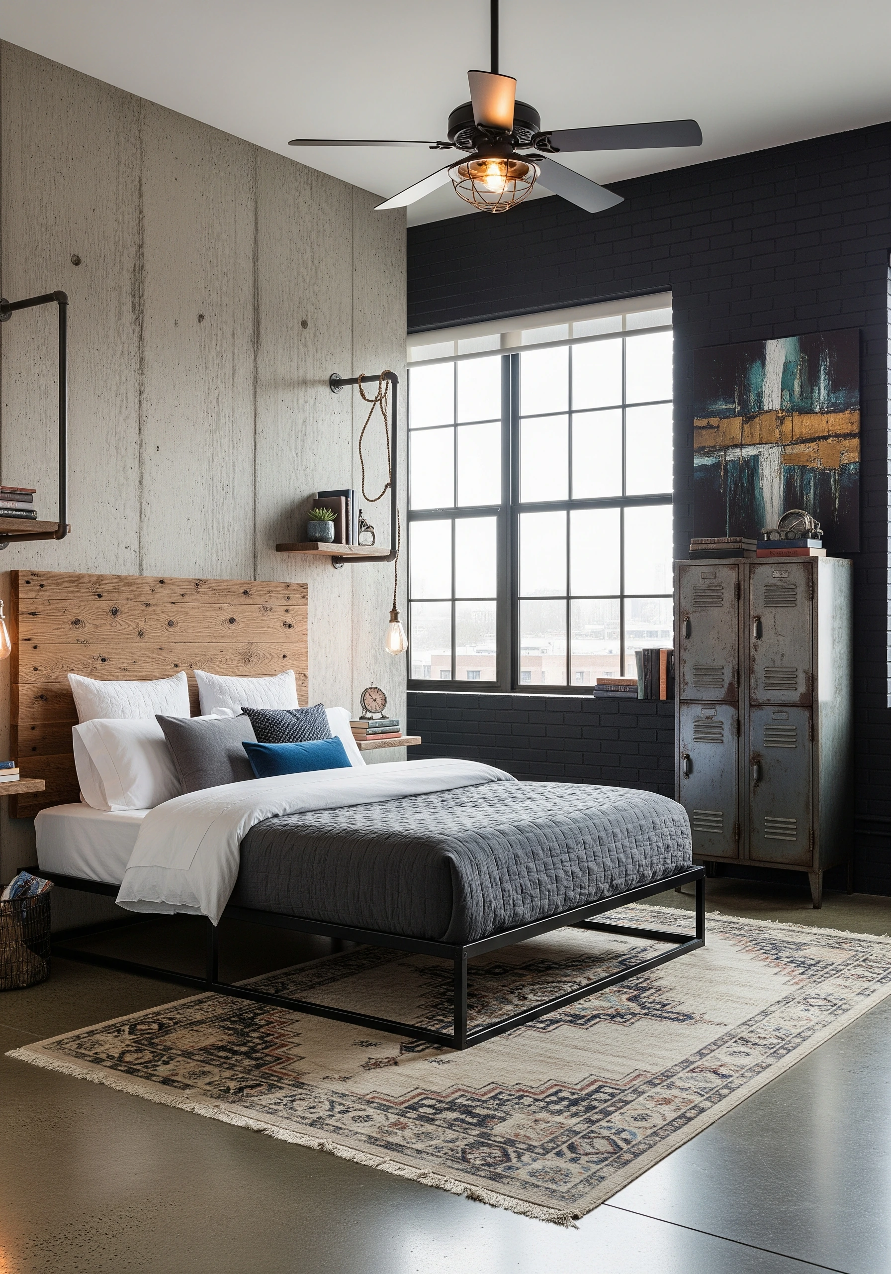 couple's bedroom in industrial style - example 7