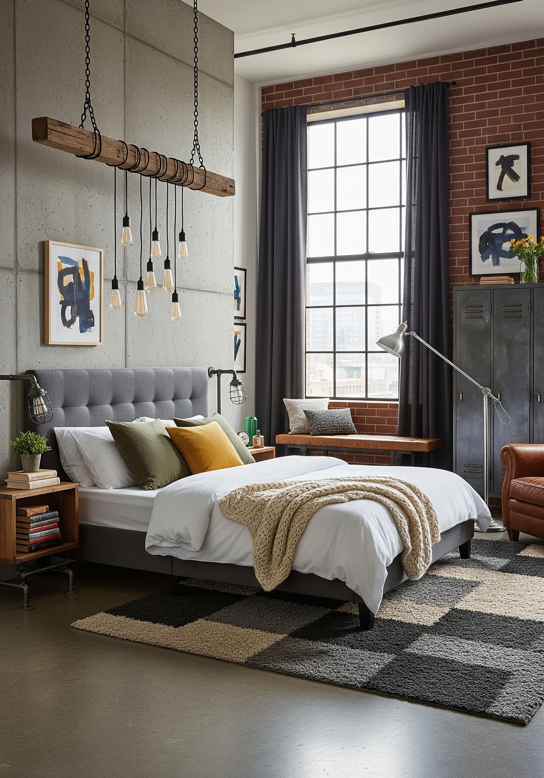 couple's bedroom in industrial style - example 8