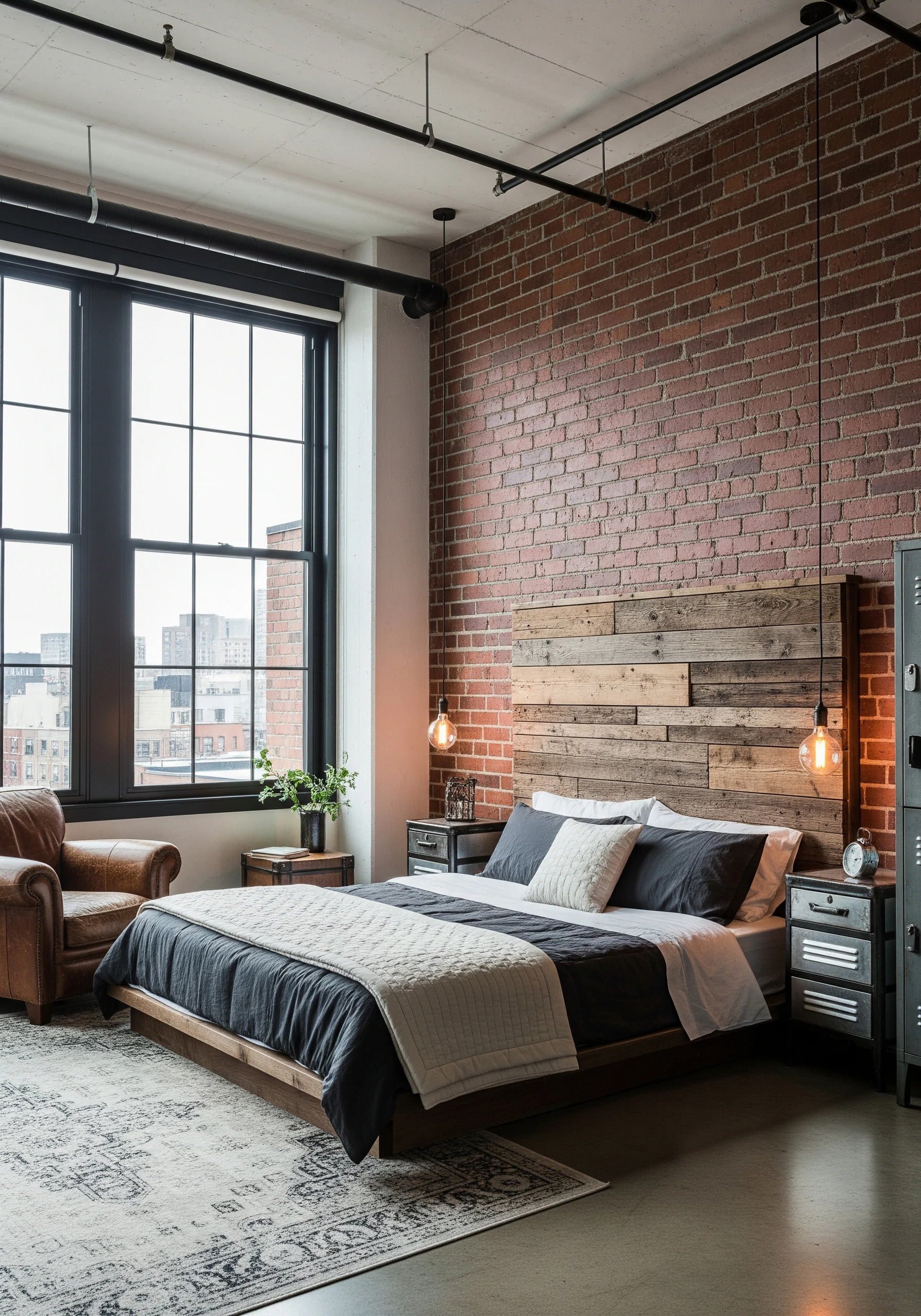 couple's bedroom in industrial style - example 9
