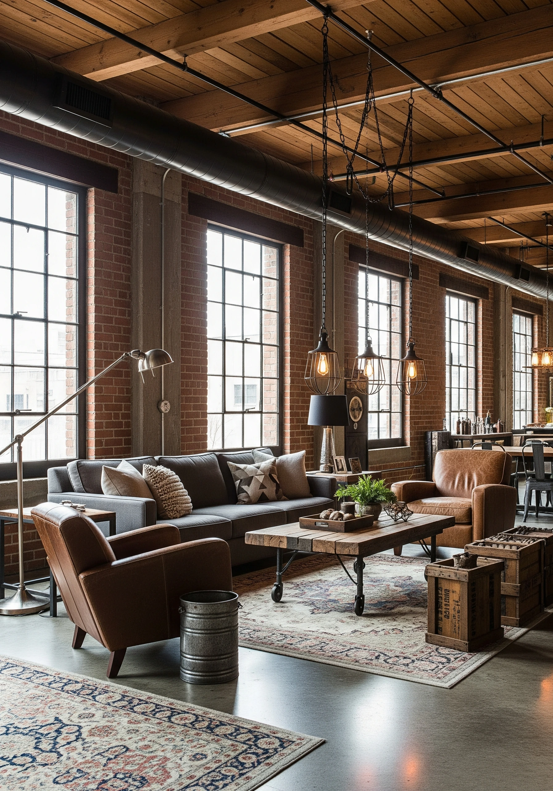 living room in industrial style - example 2