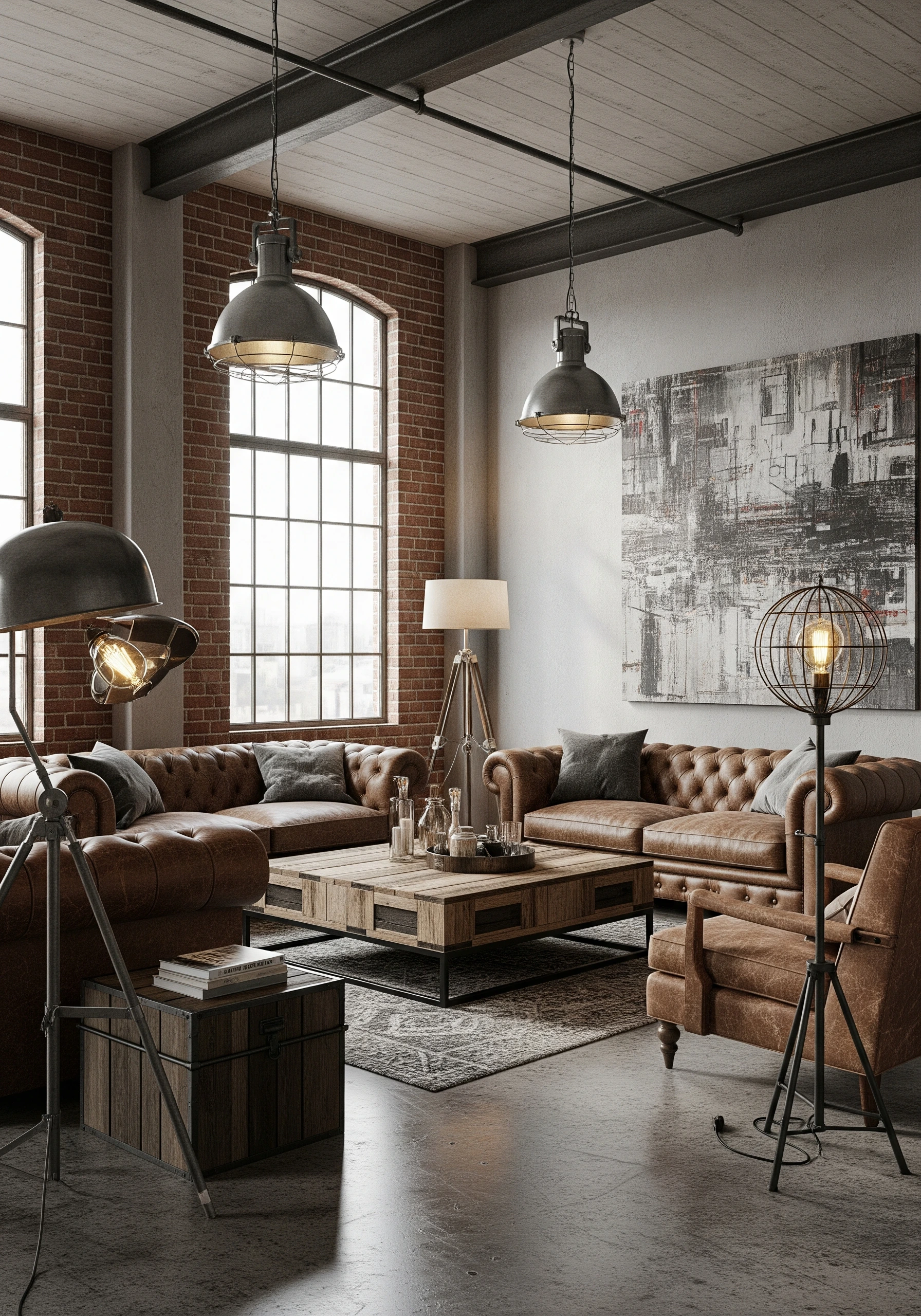 living room in industrial style - example 3