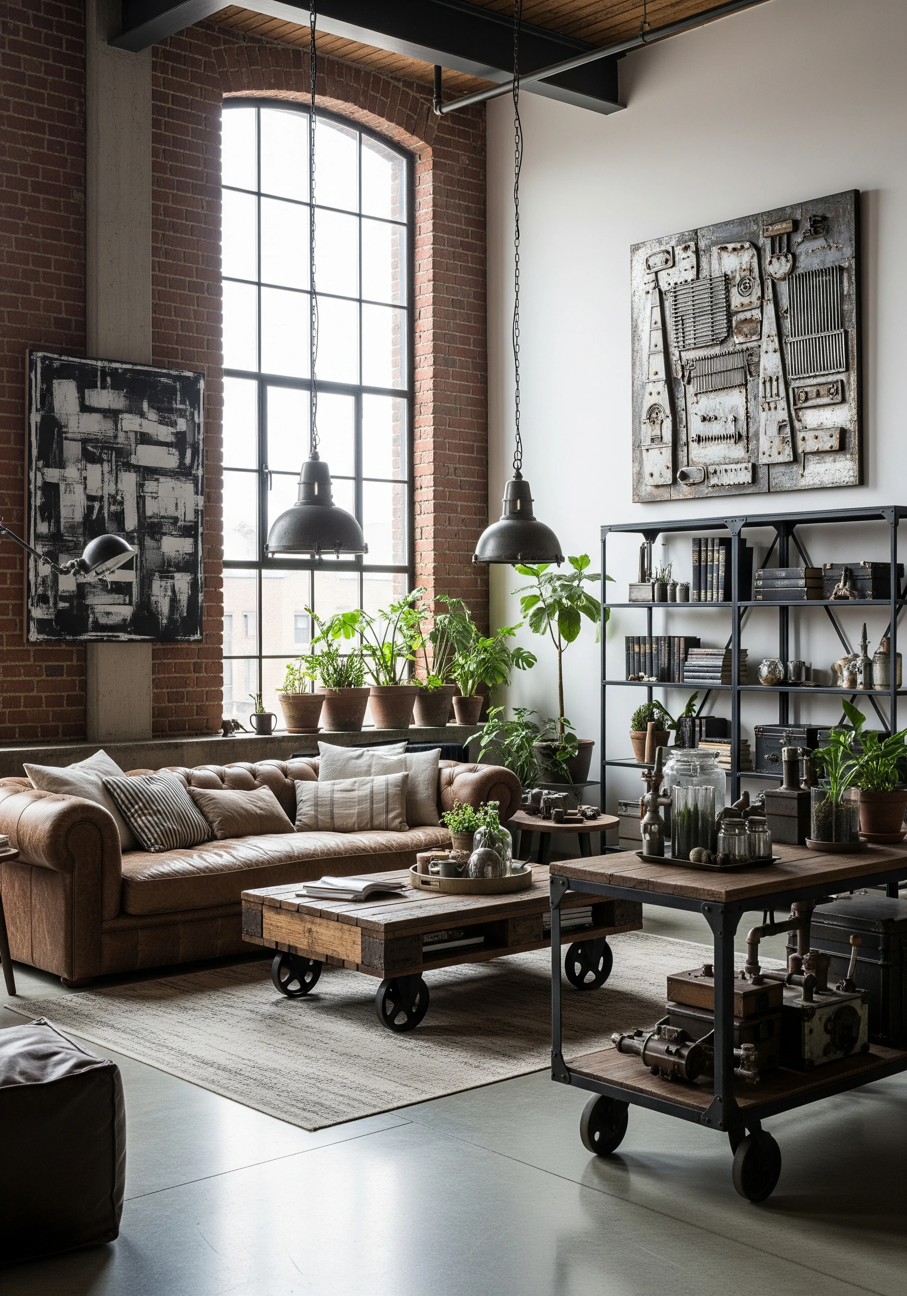 living room in industrial style - example 5