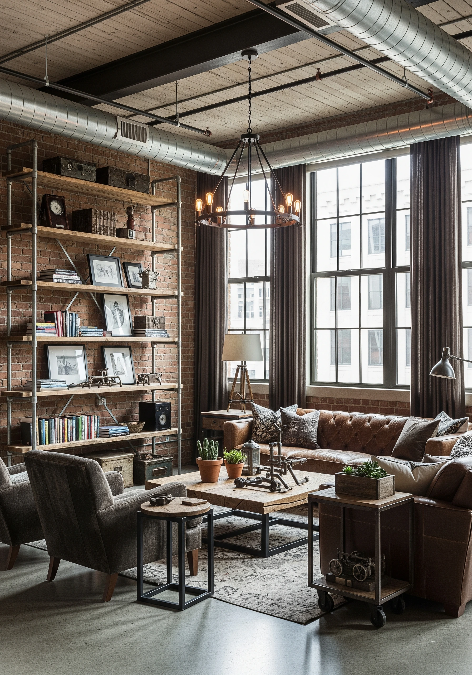 living room in industrial style - example 6