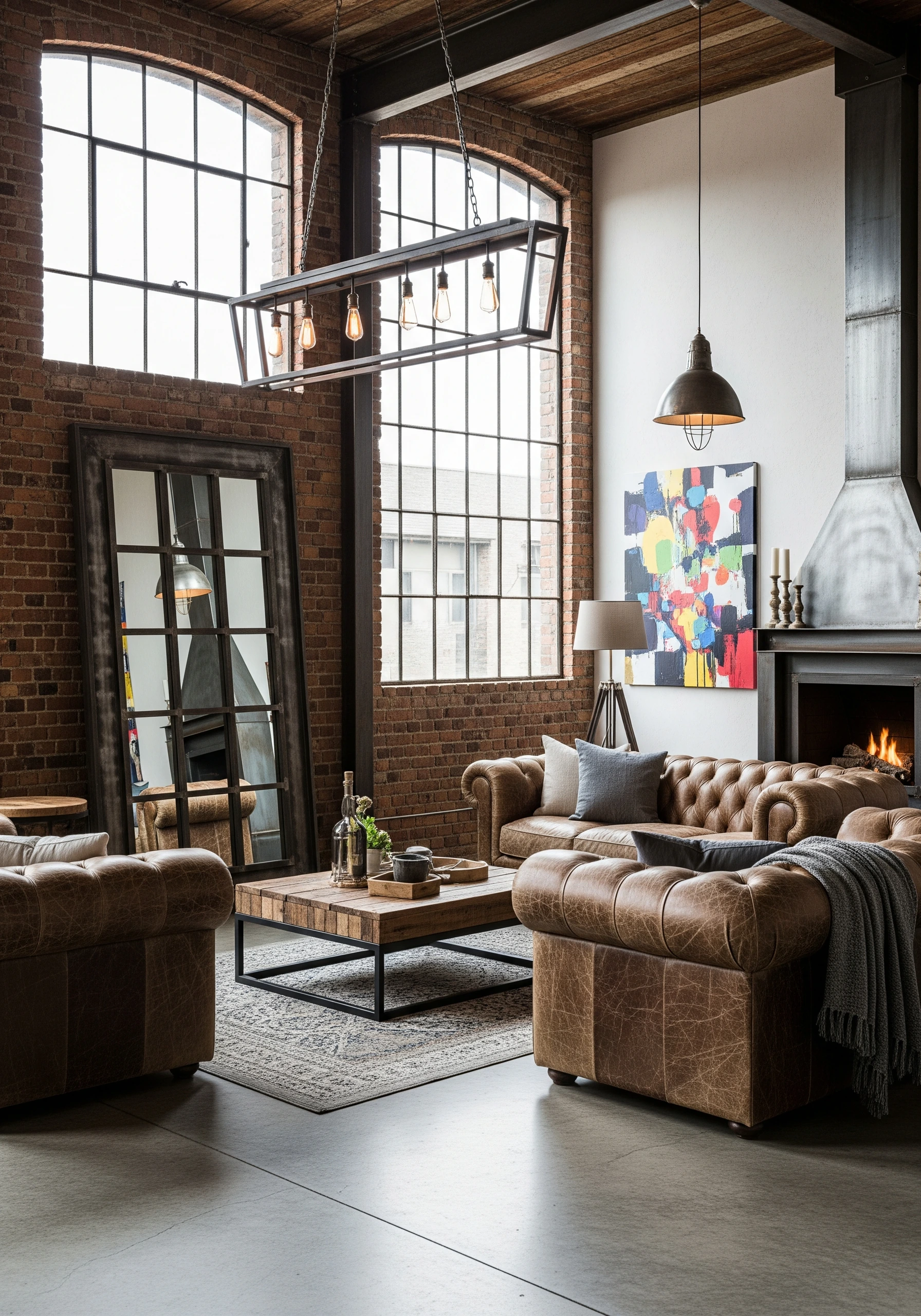 living room in industrial style - example 7