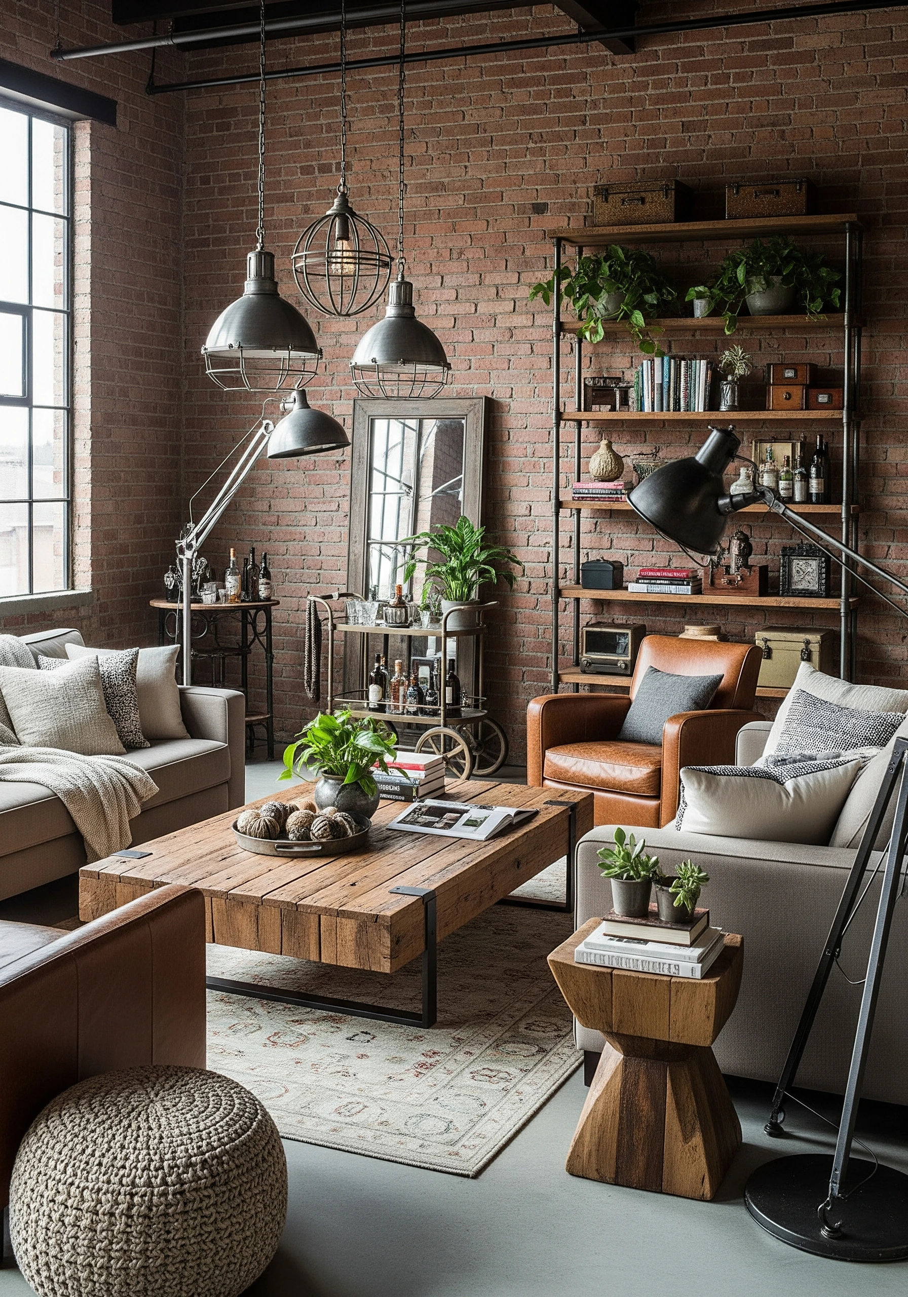 living room in industrial style - example 8