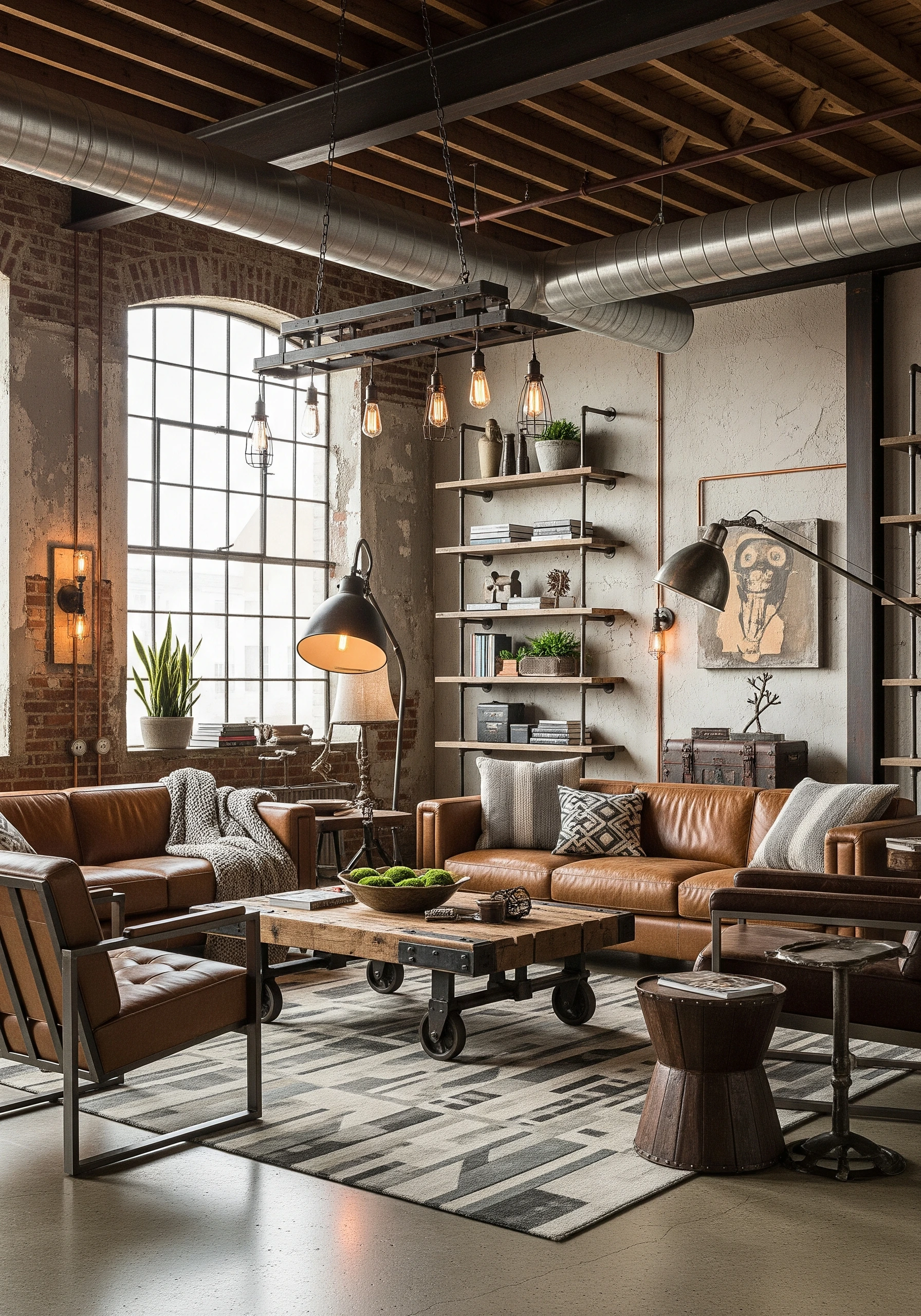 living room in industrial style - example 9