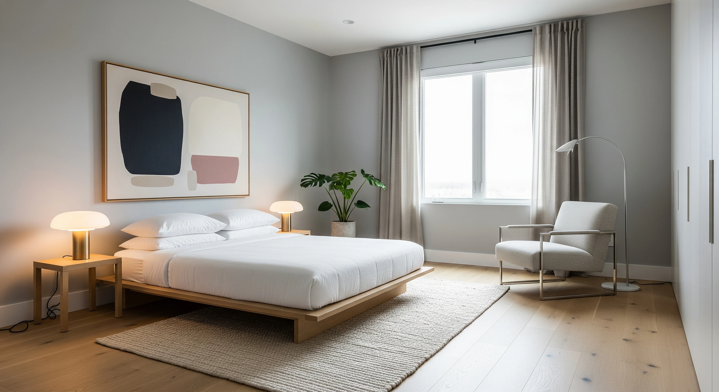 bedroom in minimalist style - description