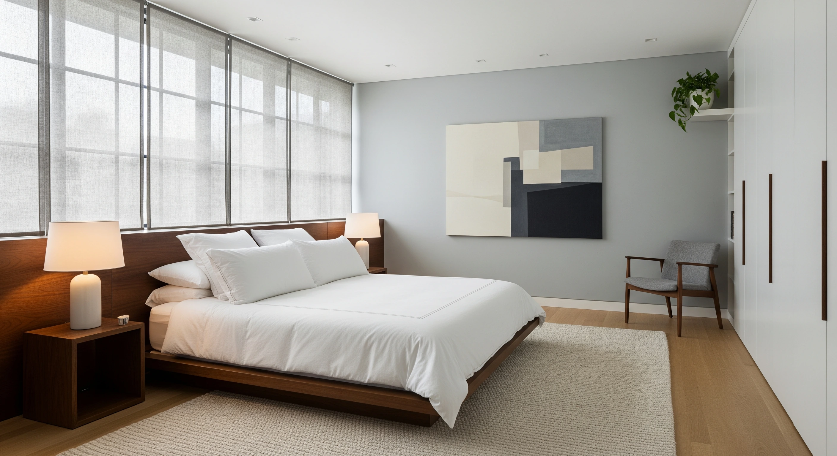 couple's bedroom in minimalist style