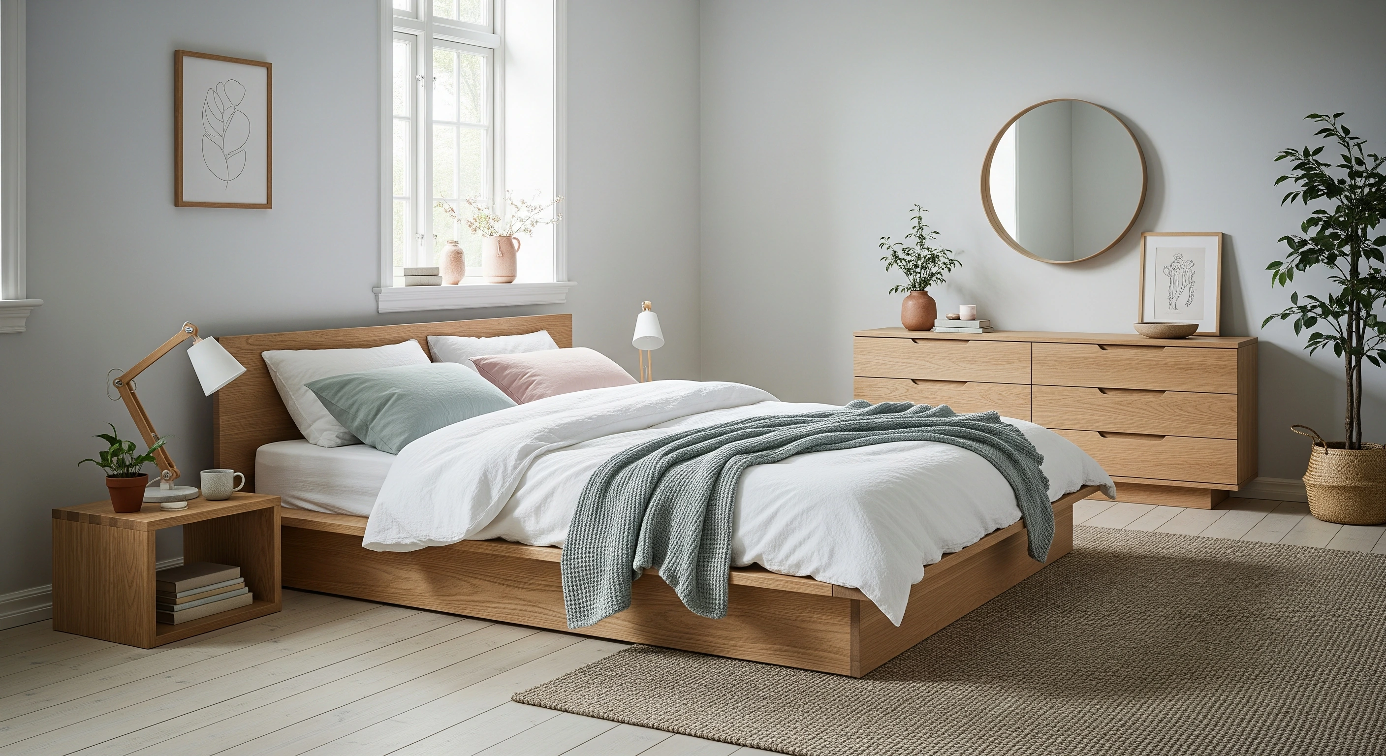 bedroom in scandinavian style